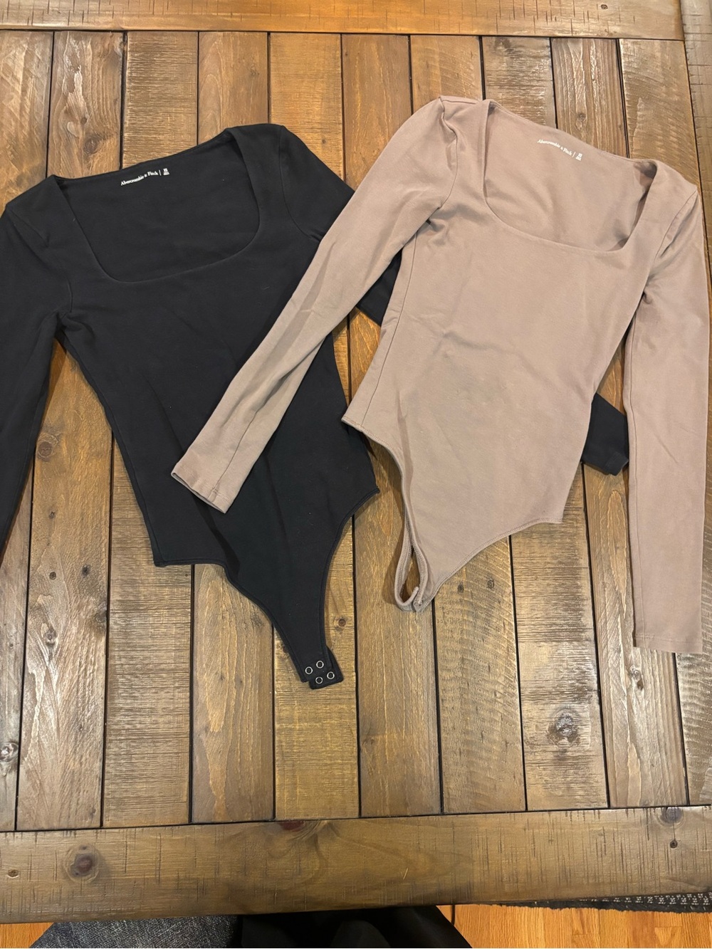 Abercrombie & Fitch Long Sleeve Bodysuit Duo - Black & Taupe